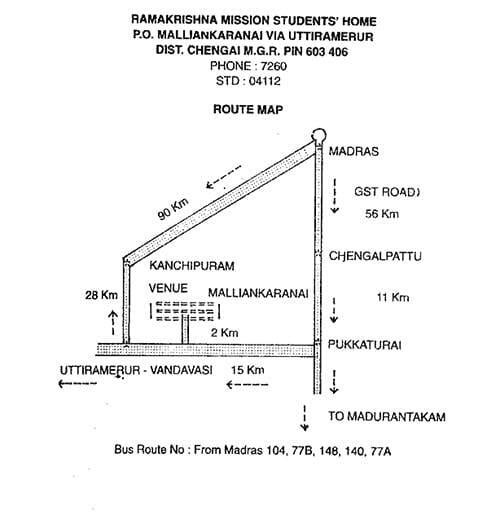 Malliankaranai Ramakrishna Student's Home Route Map